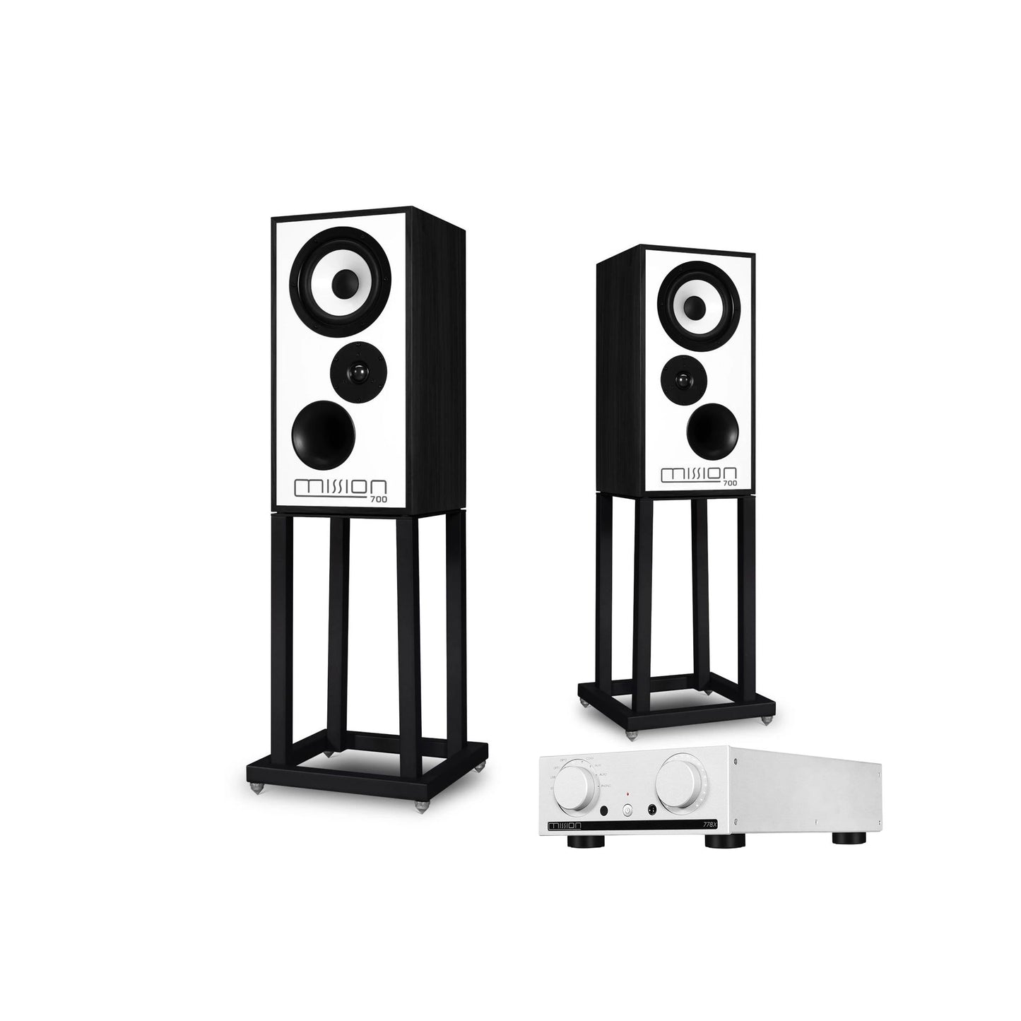 Mission 778X Amplifier / Mission 700 Speakers with Stands