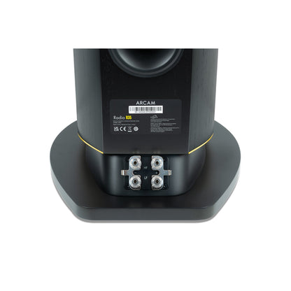 ARCAM Radia R35 floorstanding speaker rear terminals and veneer