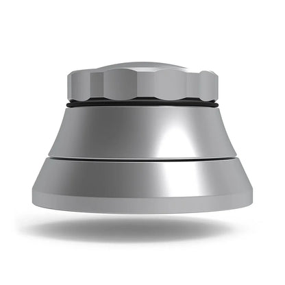 Acoustic Signature Grip MK3 platter clamp silver finish, side view on white background