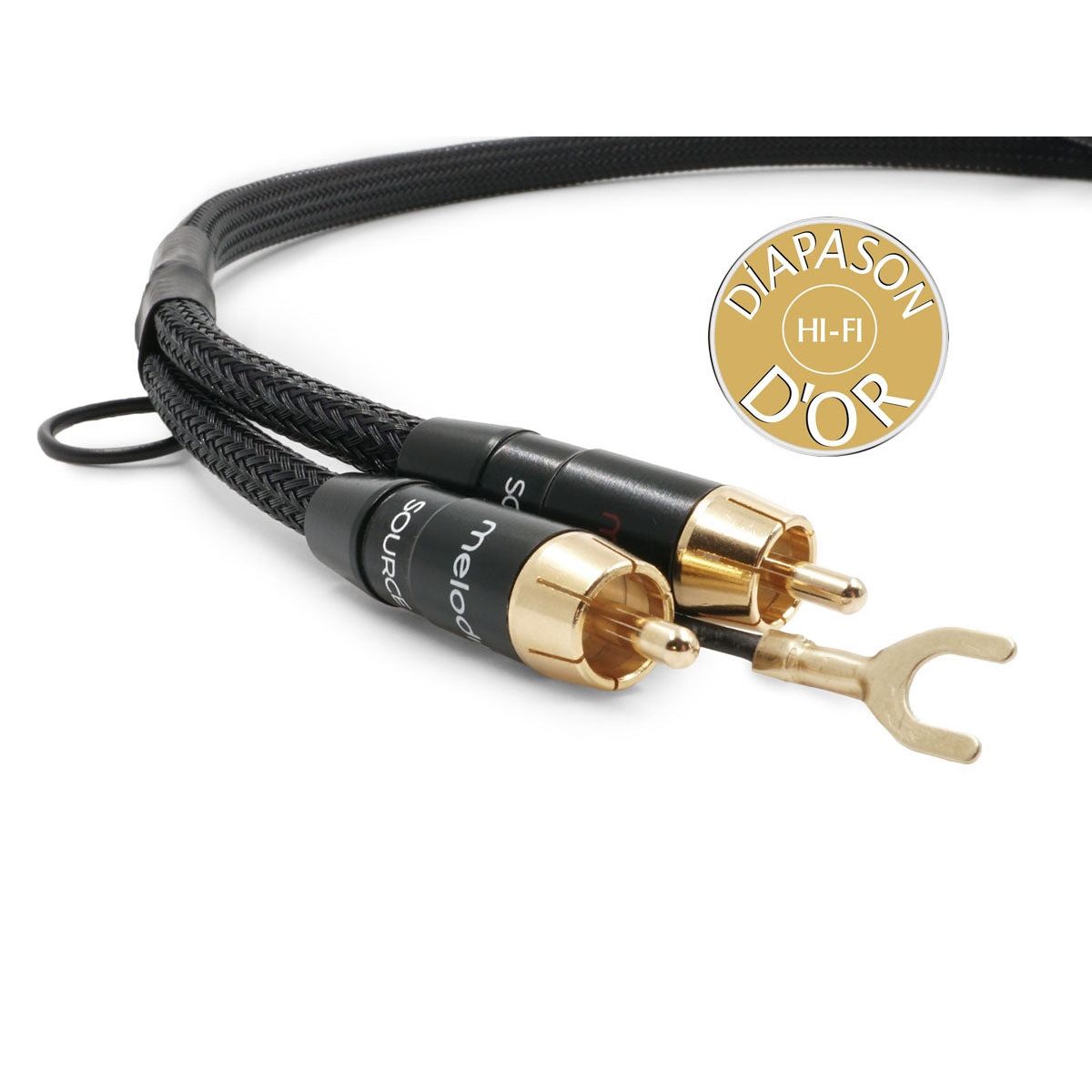 Melodika Purple MDPHD turntable phono RCA and ground lead detail