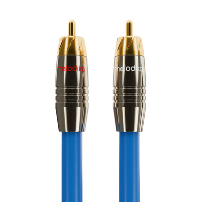 Melodika Sky Blue SB2R RCA interconnect – close-up of gold-plated plugs
