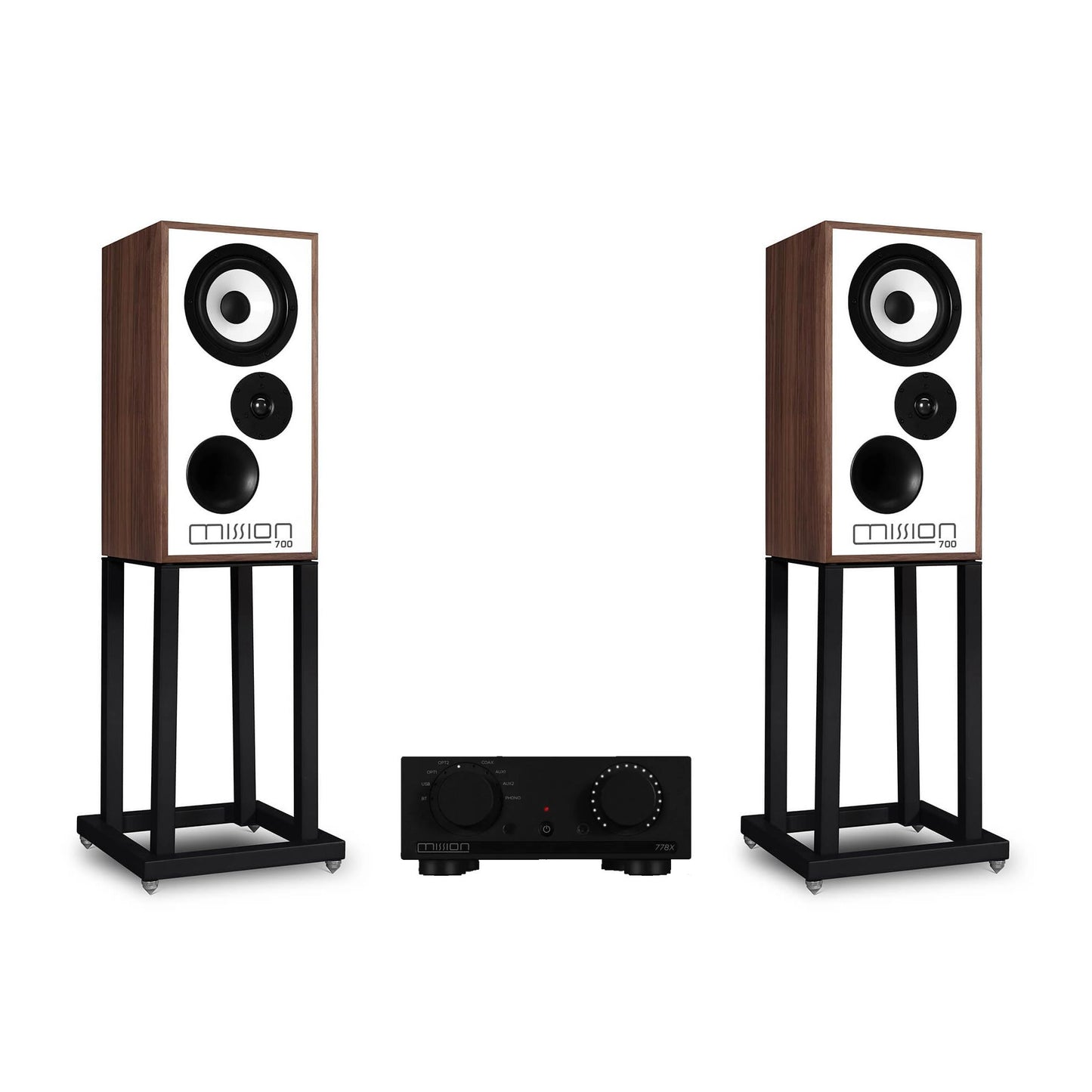 Mission 778X Amplifier / Mission 700 Speakers with Stands