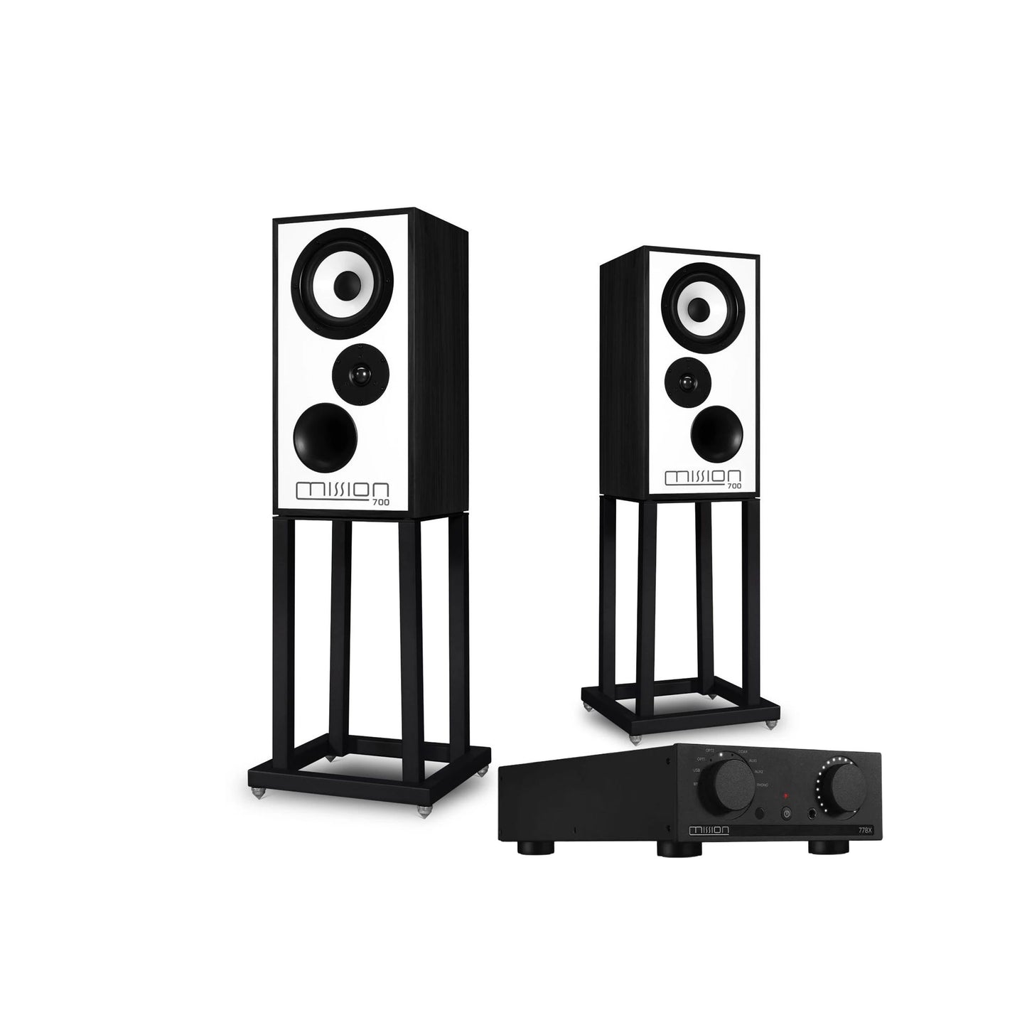 Mission 778X Amplifier / Mission 700 Speakers with Stands