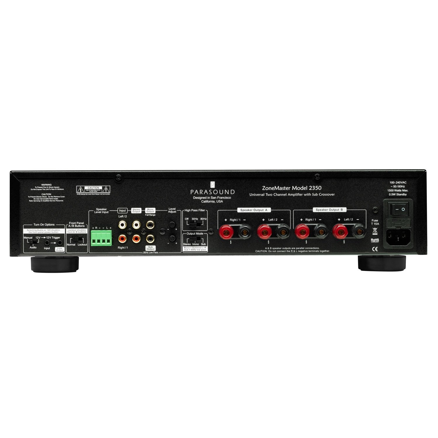 Parasound Zonemaster Model 2350 2 Channel Amplifier with Sub Crossover - Kronos AV