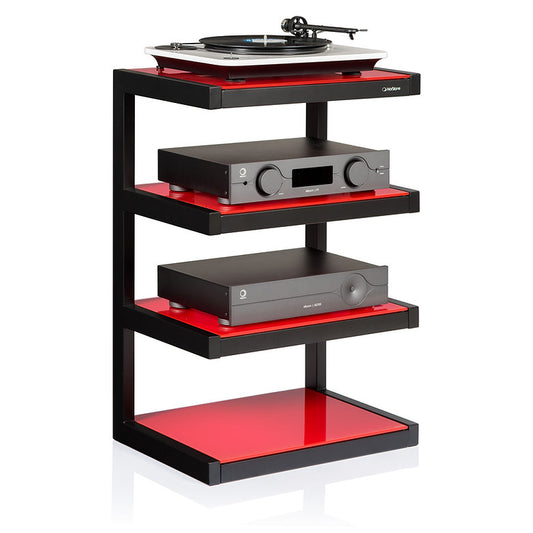 Norstone Esse HiFi Rack - 4 Tier - Red/Black